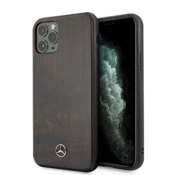 Etui Mercedes Wood Line Rosewood na iPhone 11 Pro - brązowe